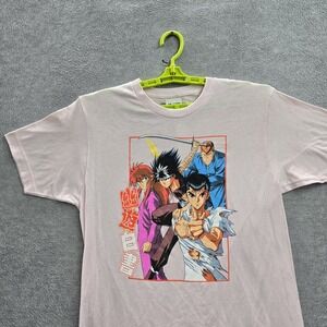 Crunchyroll Men Shirt M (38/40) Pink Graphic Print Yu Hakusho Anime Short Sleeve